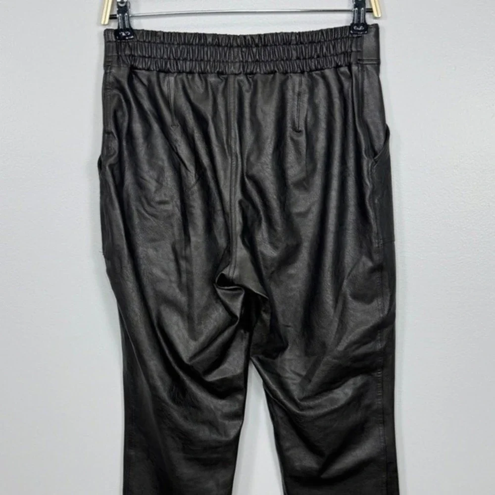 Spanx Faux Leather Jogger Pants Size Medium Black Pull On High Rise Casual Chic - Picture 7 of 11